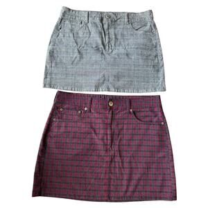 American Eagle High Rise Mini stretch skirts plaid black bundle of 2 size 12